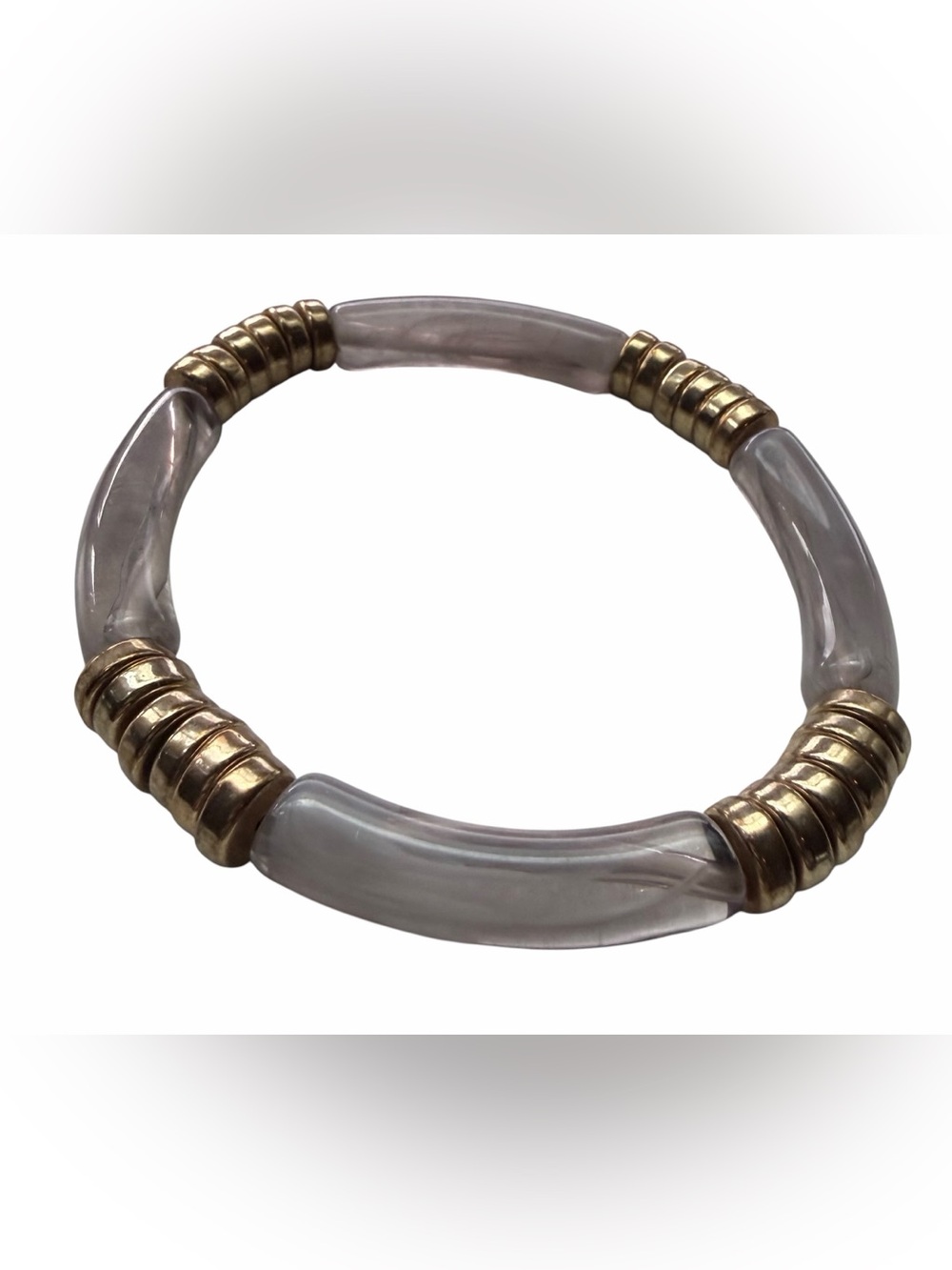 Set of 2 Curved Bangles, Acrylic Curved Tube Elastic Bracelets - Picture 8 of 10